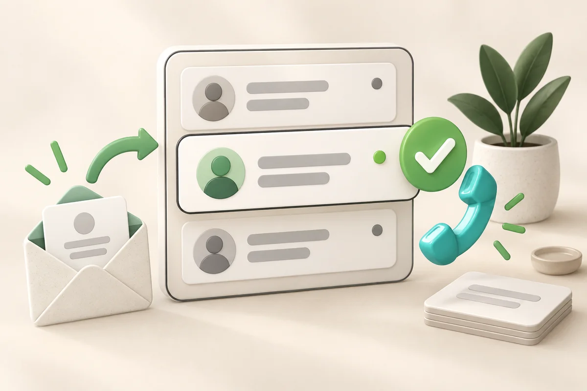 Карточки входящих обращений показаны рядом с телефоном и отметкой обработки.